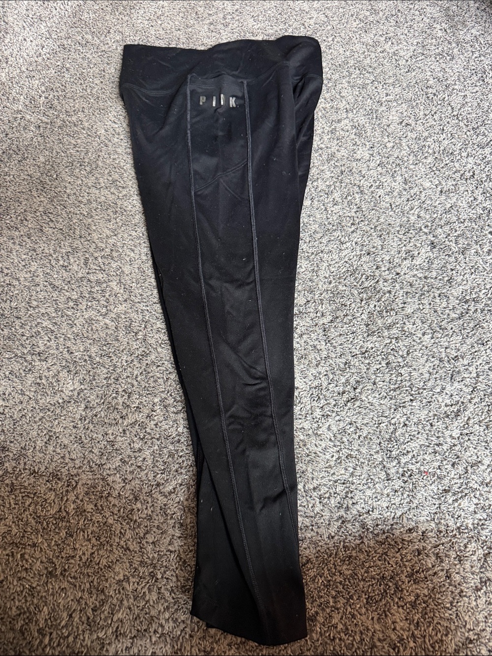 PINK Victoria's Secret Black womens  Jogger Pants with Logo Panel